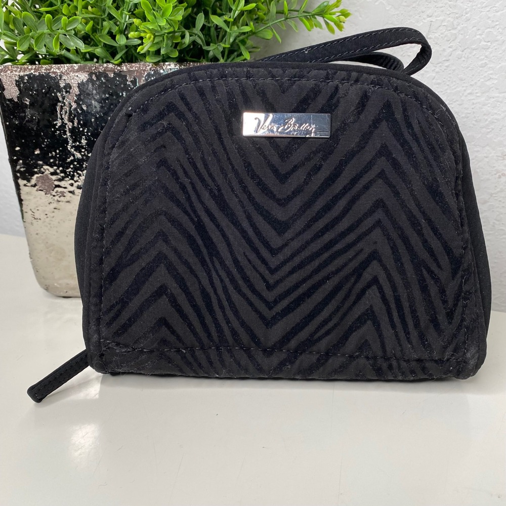Vera Bradley Black Zebra Chevron Travel Jewelry Organizer Bag Pouch